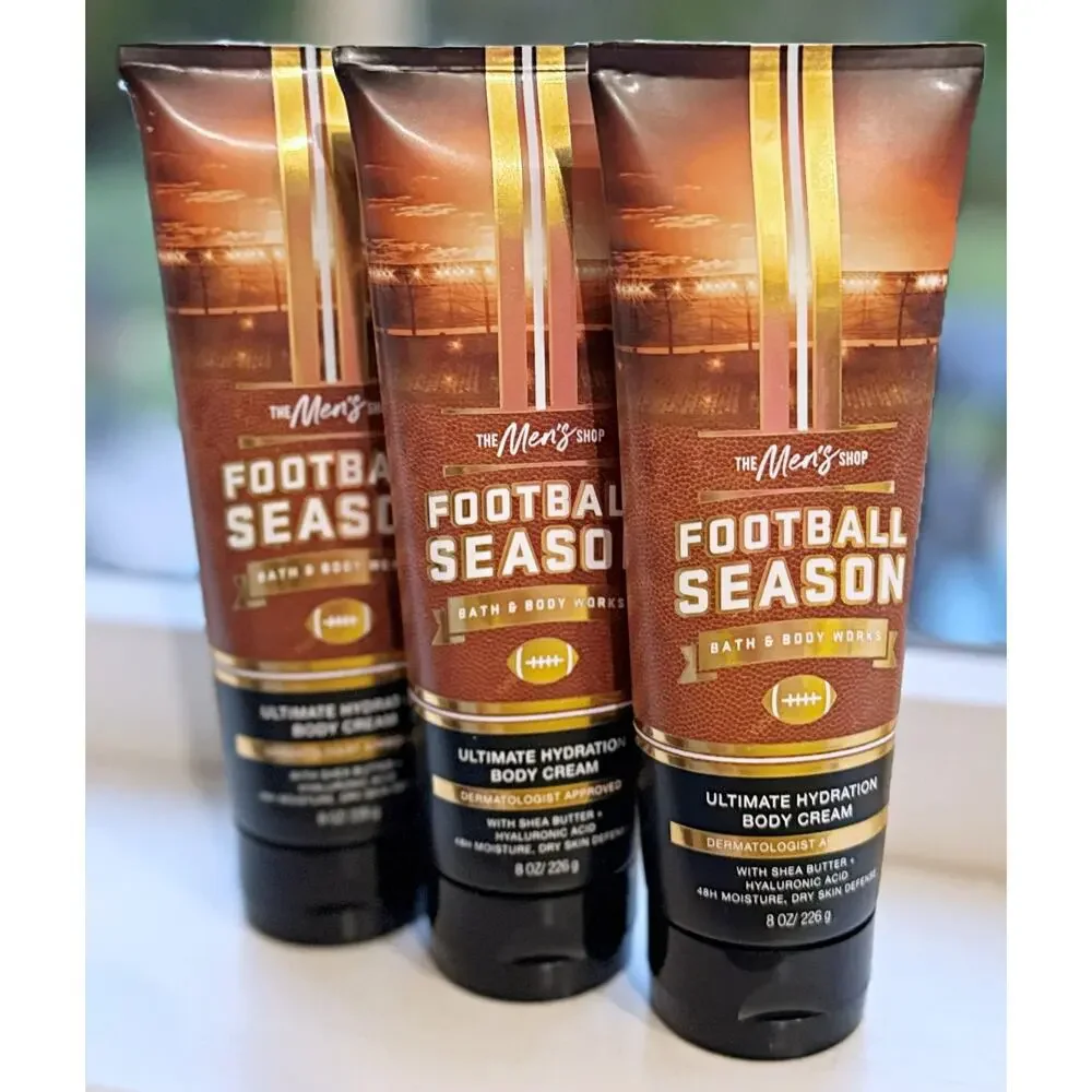 Bath & Body Works Football Season Men's Shop Ultimate Hydration Body Cream x3